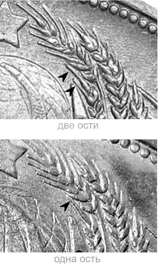 (1924ПЛ, 1 ость) Монета СССР 1924 год 1 рубль &quot;Рабочий и крестьянин&quot;  Серебро Ag 900  F
