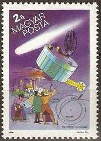 (1986-003) Марка Венгрия "Японский Спутник Суйсэй"    Комета Галлея II &Theta;