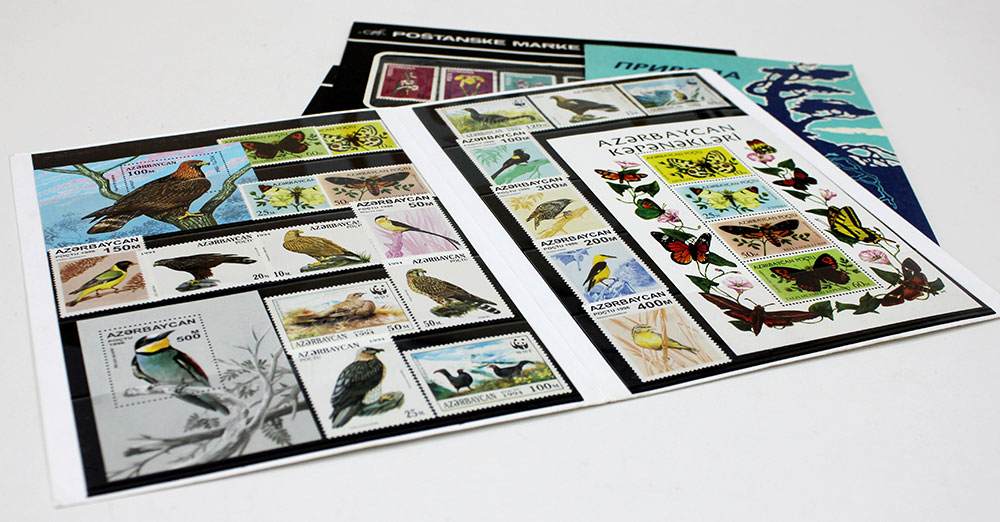5 различных оригиналных наборов марок (Годы, страны и количество марок на фото)