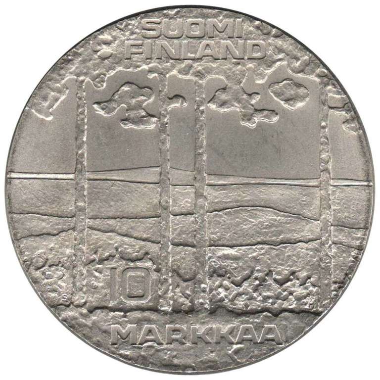 (1975) Монета Финляндия 1975 год 10 марок &quot;Кекконен. 75 лет со дня рождения&quot; Серебро Ag 500  UNC