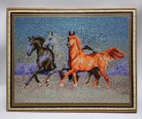 Картина стразами по номерам Три коня 40 х 50 см частично заполнена