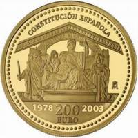 (№2003km1091) Монета Испания 2003 год 200 Euro (25-летия испанской Конституции)