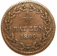(№1809km197 (basel)) Монета Швейцария 1809 год frac12; Batzen