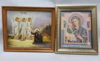 Эстампы Иерусалимской Божией Матери и Явление Святой Троицы прп. А. Свирскому в багетных рамах