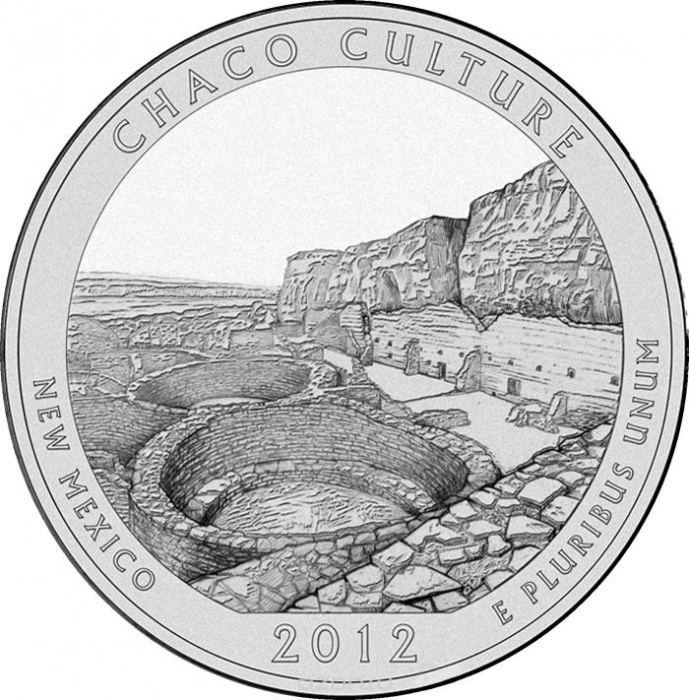 012s Монета США 2012 год 25 центов Чако  Медь-Никель  UNC