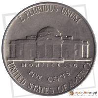 (1964) Монета США 1964 год 5 центов   Томас Джефферсон Медь-Никель  VF