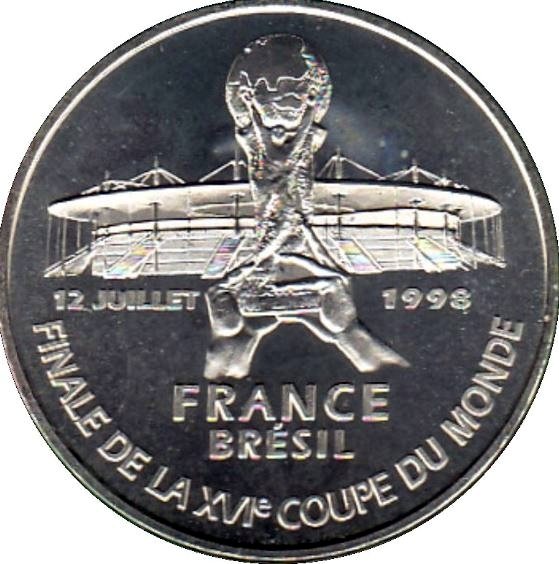 (1998) Монета Франция 1998 год 5 франков &quot;ЧМ по Футболу Франция 1998&quot;  Серебро Ag 900  Буклет