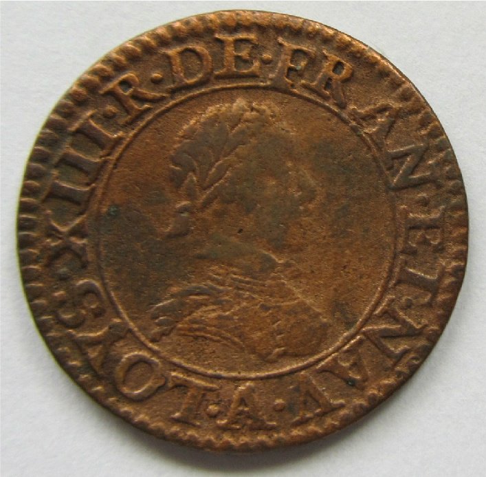 (№1611km43.1) Монета Франция 1611 год 1 Double Tournois