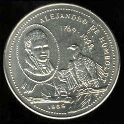 (1989) Монета Куба 1989 год 1 песо &quot;Александр фон Гумбольдт&quot;  Медь-Никель  UNC