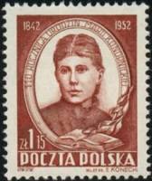 (1952-020) Марка Польша "М. Конопницкая (Красно-коричневвая)"   110 лет со дня рождения М. Конопницк