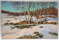 Картина Тулаев В. Н. 1972 г. Начало весны пейзаж масло картон 35х24 см