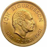 (№1961km14) Монета Исландия 1961 год 500 Kronur (150-летию со дня рождения Joacute)
