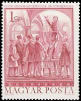 (1972-098) Марка Венгрия "Выступление Ш. Петёфи"    150 лет со дня рождения Шандора Петёфи II Θ