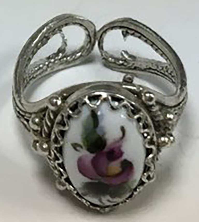 Перстень "Финифть", серебрение (сост. на фото)