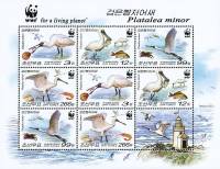 (№2009-5495) Лист марок Корея Северная 2009 год "Blackfaced несовершеннолетних Колпица Platalea", Га