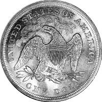 (1873cc) Монета США 1873 год 1 доллар  2. Девиз над орлом Серебро Ag 900  XF