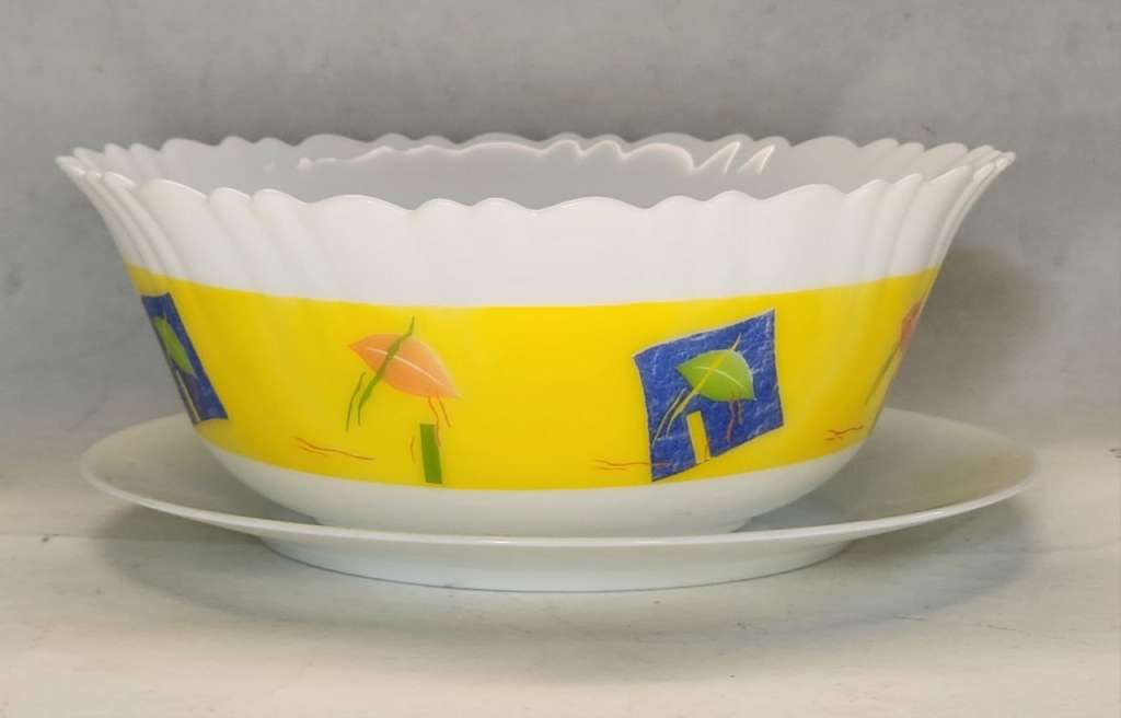 Салатник яркий тарелка - блюдо белая  стеклокерамика