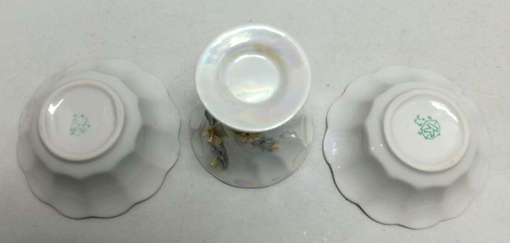 Набор фарфора, перламутр, 3 предмета
