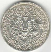 (1927a) Монета Германия Веймарская республика 1927 год 3 марки   1000 лет основания Нордхаузена  VF