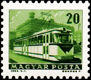(1963-028) Марка Венгрия &quot;Трамвай&quot; ,  III O
