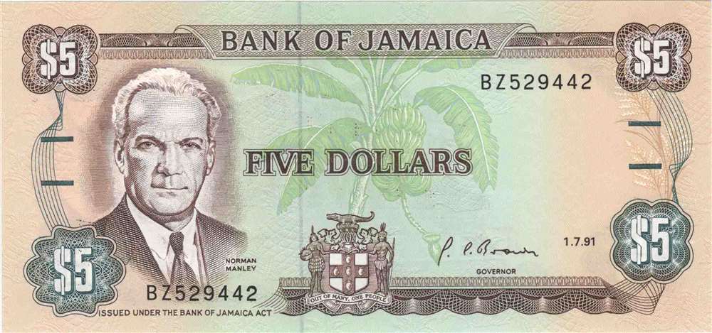 () Банкнота Ямайка 1991 год   &quot;&quot;   UNC