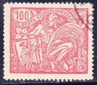 (1923- 001) Марка Чехословакия "Аллегория (Красная)"    Сельское хозяйство и наука (Стандартный выпу