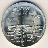 () Монета Финляндия 1967 год 10  ""   Биметалл (Серебро - Ниобиум)  UNC