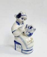 Фарфоровый сувенир "Живописка", гжель, позолота