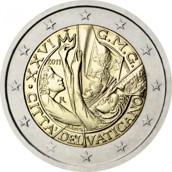 (08) Монета Ватикан 2011 год 2 евро &quot;XXVI Всемирный день молодёжи&quot;   Буклет