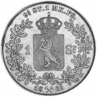 (№1864km325) Монета Норвегия 1864 год 1 Speciedaler