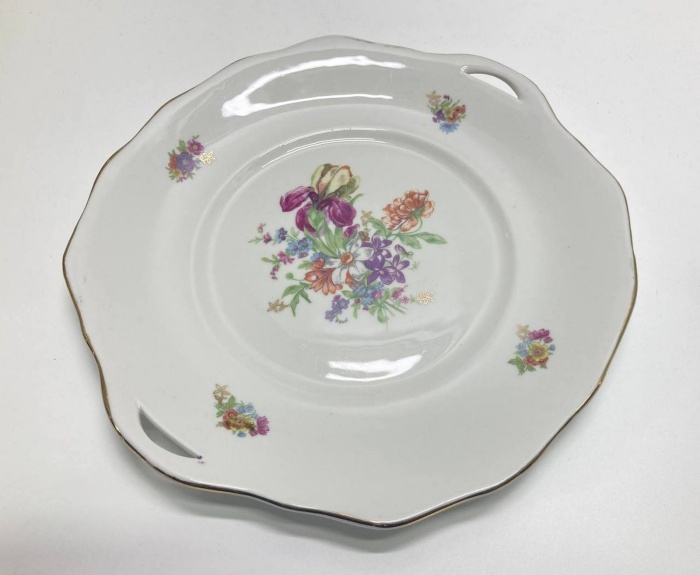 Блюдо фарфоровое с ручками, Пролетарий, 50-60-е годы