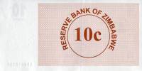 (,) Банкнота Чек на предъявителя Зимбабве 2006 год 10 центов    UNC