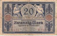 (1915) Банкнота Германия 1915 год 20 марок    F