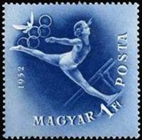 (1952-035) Марка Венгрия "Гимнастика"    Летние Олимпийские игры 1952, Хельсинки III O