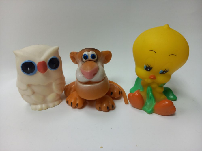 Набор игрушек 3 шт . &quot;Тигрёнок,сова и Твитти&quot; (сост.на фото)