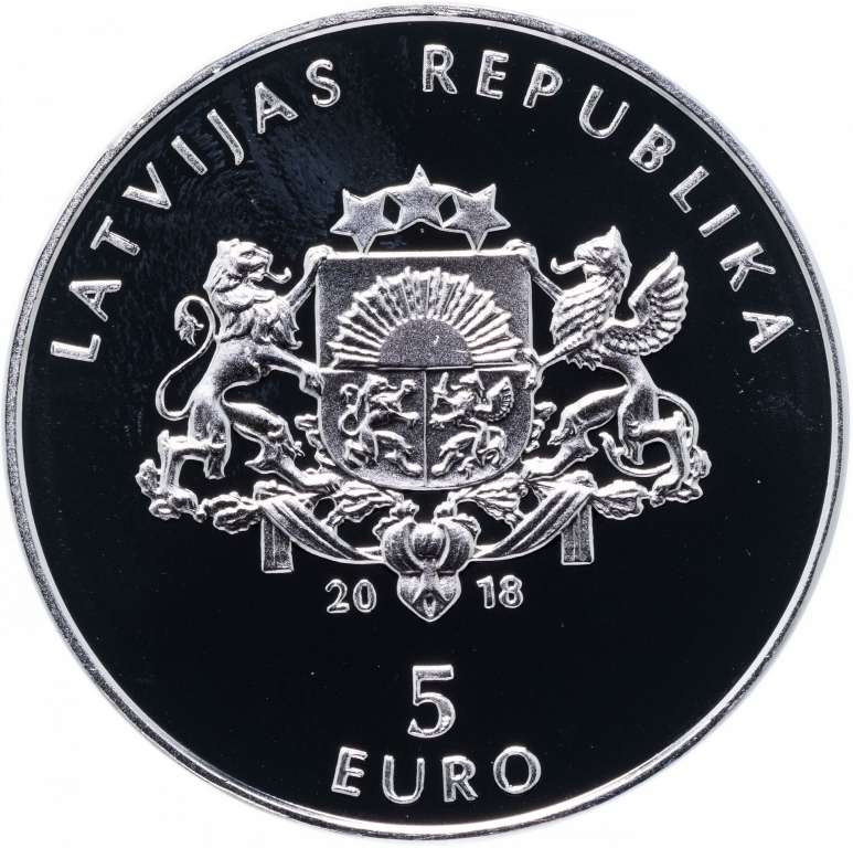 2018 Монета Латвия 2018 год 5 евро Моя Латвия  Серебро Ag 925  PROOF