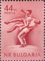 (1954-037) Марка Болгария "Борьба"   Спорт III O