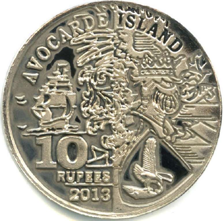 (2013) Монета Авокарде 2013 год 10 рупий &quot;Рыба-ангел&quot;  Медь-Никель  UNC