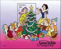 (№1996-524) Блок марок Гайана 1996 год "Несмышленых размещения звезду на елку", Гашеный