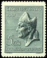 (1947-009) Марка Чехословакия "Св. Альберт (Серо-зеленая)"    950-я годовщина смерти Св. Адальберта 