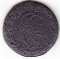 (1776, ЕМ) Монета Россия 1776 год 5 копеек "Екатерина II" Орёл 1768-1779 гг. Медь  F