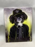 Картина интерьерная 50*40 см на раме Собака в кепке