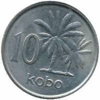 (№1987km10.2) Монета Нигерия 1987 год 10 Kobo (Новый девиз)