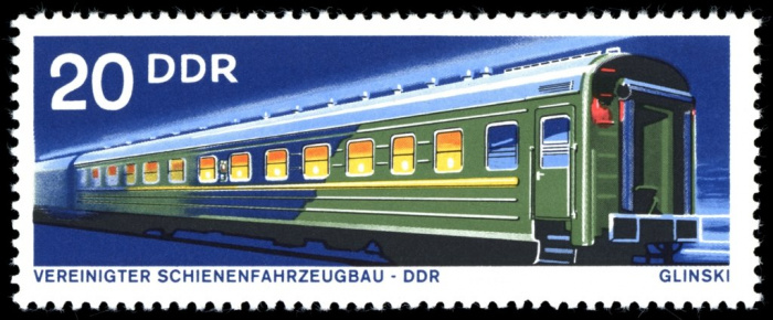 (1973-032) Марка Германия (ГДР) &quot;Пассажирский вагон&quot;    Поезда II O
