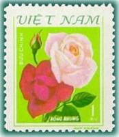 (1980-001a) Марка Вьетнам "Две розы"  зеленая  Розы III Θ