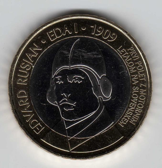 (2009) Монета Словения 2009 год 3 евро &quot;Эдвард Русян&quot;  Биметалл  UNC