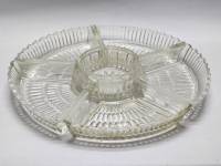 Менажница 6 секций прозрачное стекло с круглой серединой