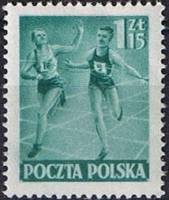 (1952-032) Марка Польша "Бег"   День спорта II Θ