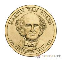 08d Монета США 2008 год 1 доллар Мартин Ван Бюрен 2008 год Латунь  VF