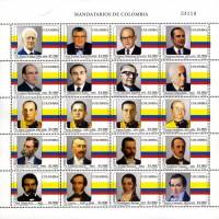 (№2010-2597) Лист марок Колумбия 2010 год "Лидеры Колумбии", Гашеный